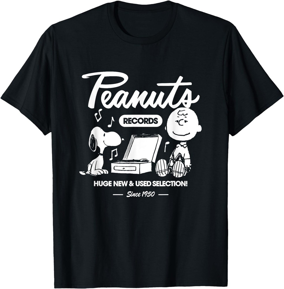 Snoopy Charlie Brown Peanuts Graphic Record Vintage T-Shirt for Men  