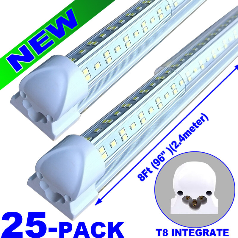 144w 8 ft led shop lights led Strip Lights 25PC Cold White LED Garage Lights