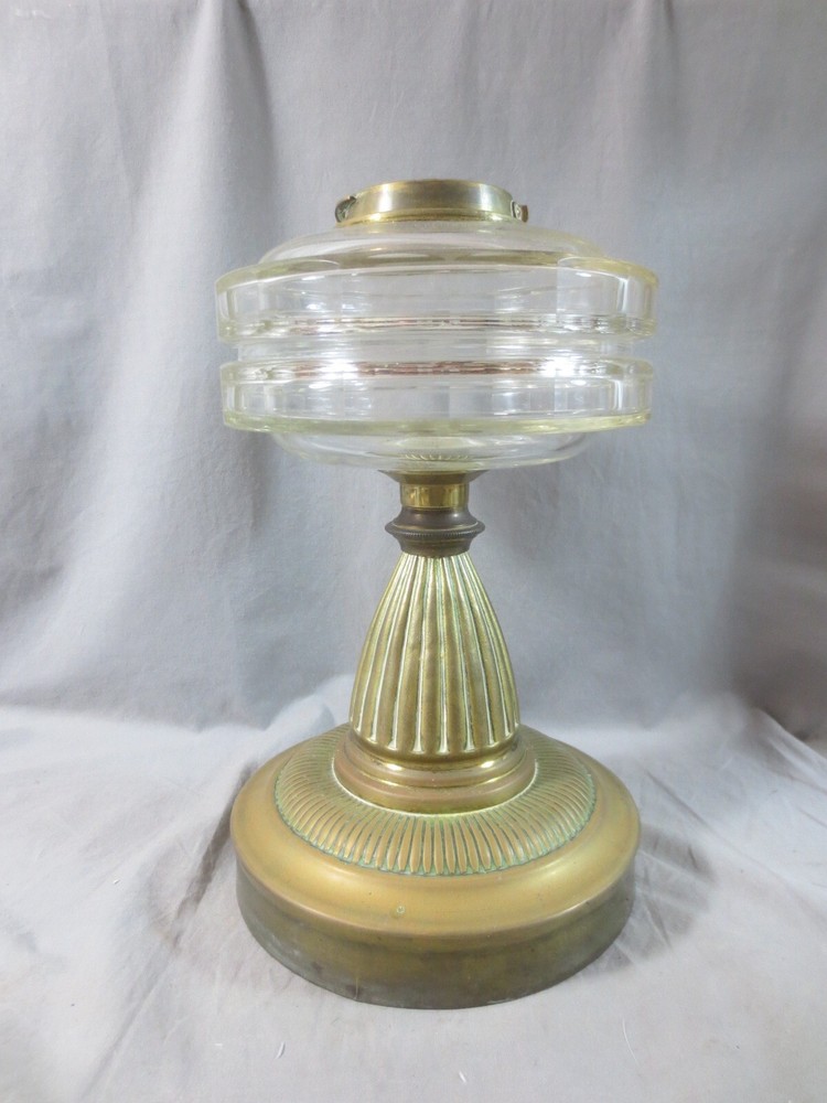 Antique HINKS OR MESSENGERS  Cut Glass Duplex Oil Lamp  Font & BRASS BASE