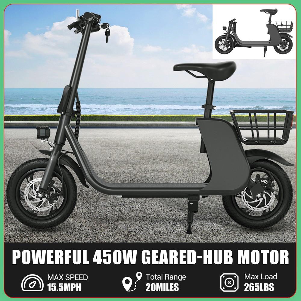 450W 36V Foldable Commuter Electric Scooter with Seat for Adults  