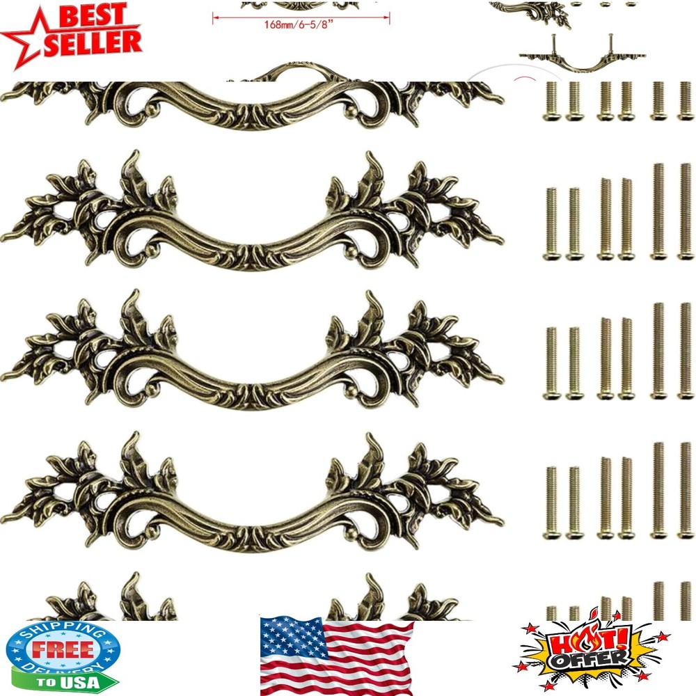 Sturdy Vintage Zinc Alloy Cabinet Pulls - 5-Pack Antique Bronze Elegance