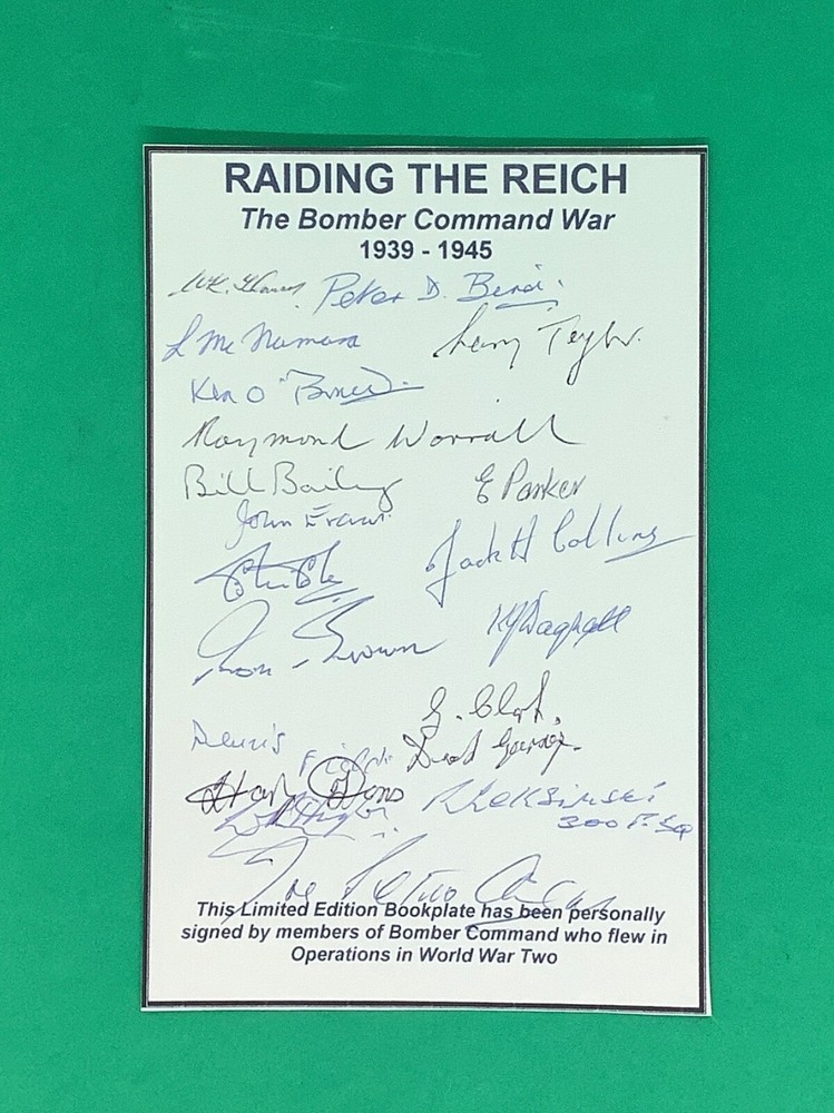 RAF Bomber Command Bookplate - Signed By 20 WWII Aircrew