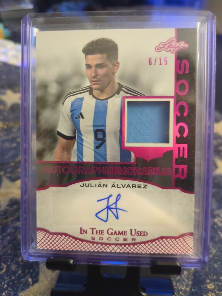 2024 Leaf In The Game Used Julian Alvarez Patch Auto 6/15