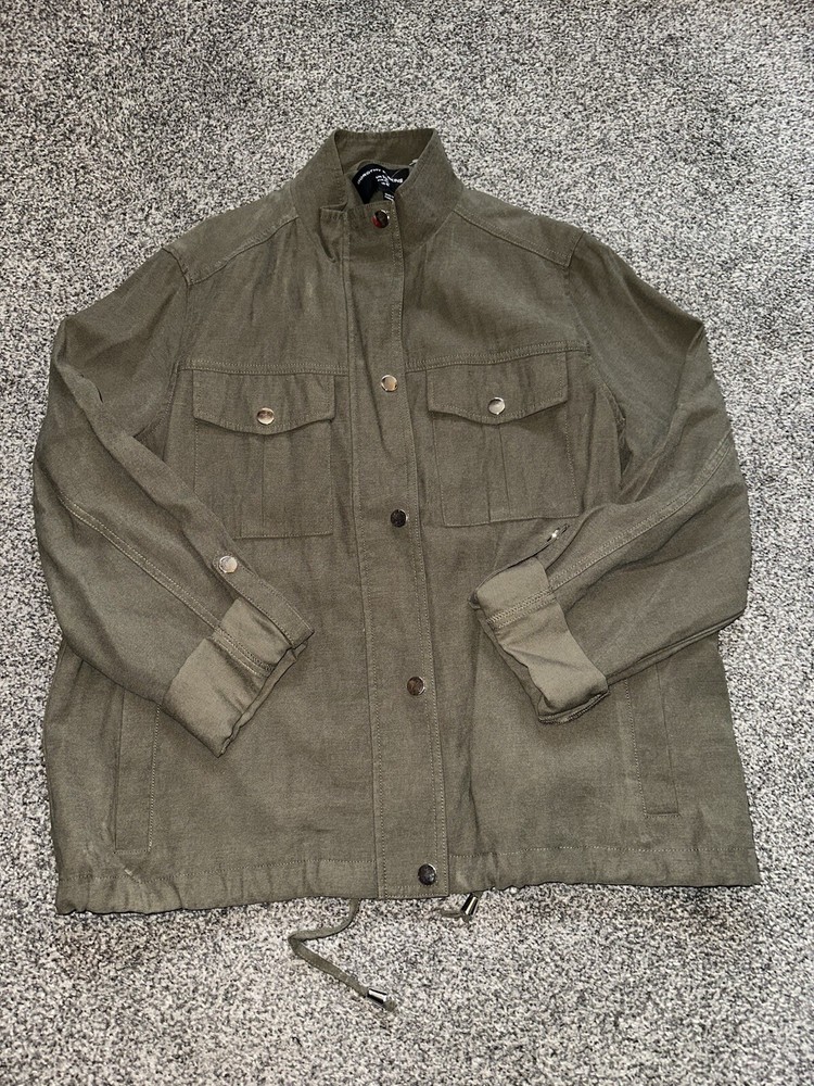 Dorothy Perkins Womens Green Overshirt Jacket Size 12 Zip & Button Canvas (73)