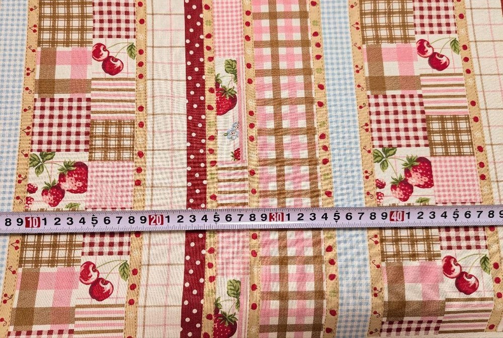Strawberry Patch Pattern Berry Cotton Pink Sheer Fabric 100cm Handcraft