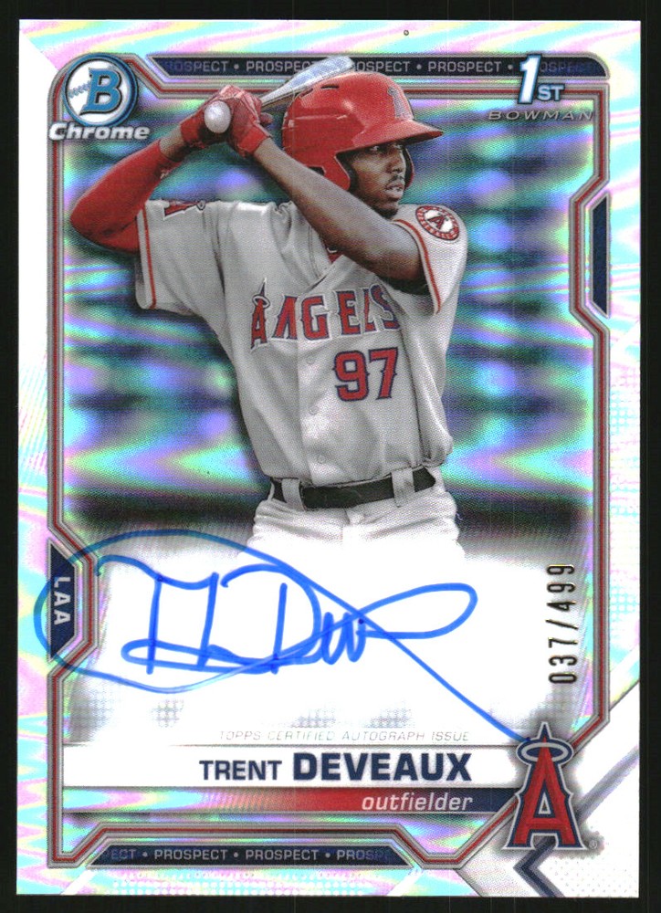 2021 Bowman Chrome Prospect Autographs Refractors #CPATD Trent Deveaux/499