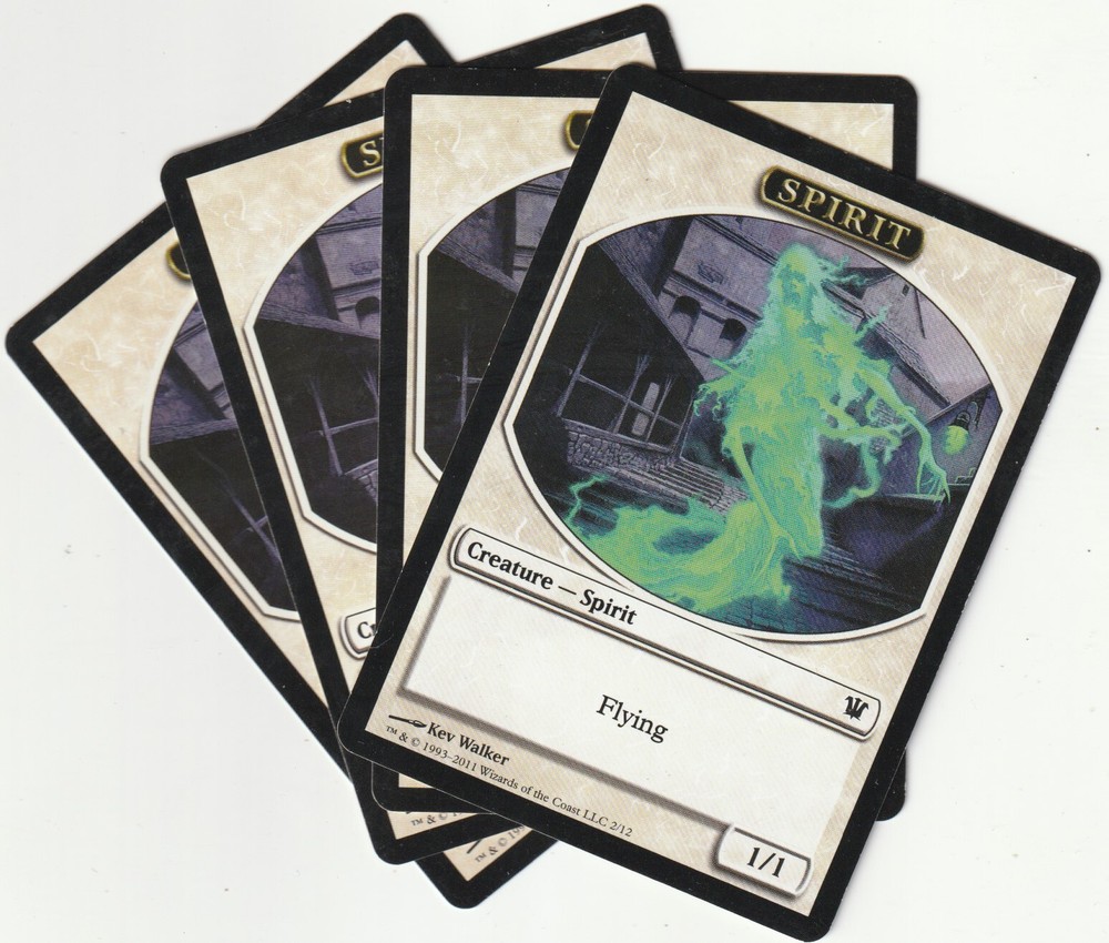 ✪ 4 MAGIC The Gathering SPIRIT White Creature Tokens MTG PLAYSET ISD/EN 2011