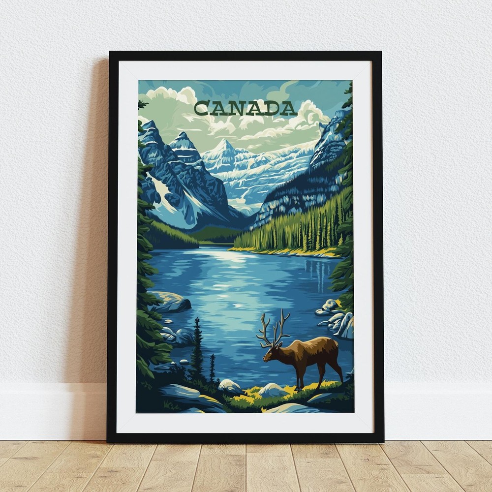 Canada Travel Poster Canada Alberta Mountain Wall Art Travel Canada Travel Art