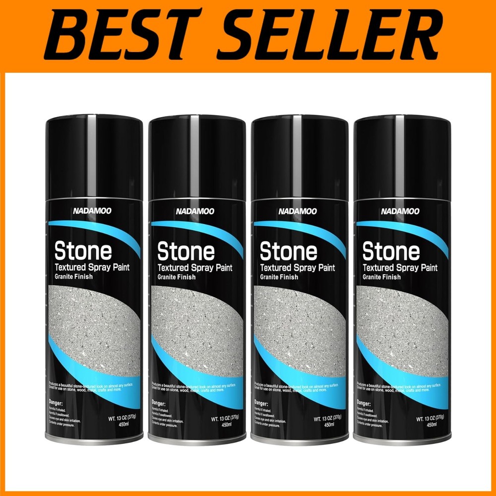 Low Odor Stone Texture Spray Paint 4 Cans - Gray Black White Matte Finish