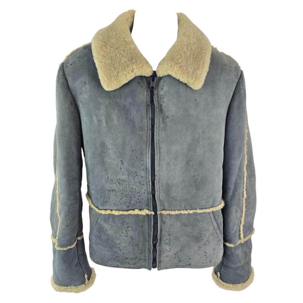 Knight Tailors Suede Shearling Sheepskin Full Zip Jacket 40 M New Zealand Flaws