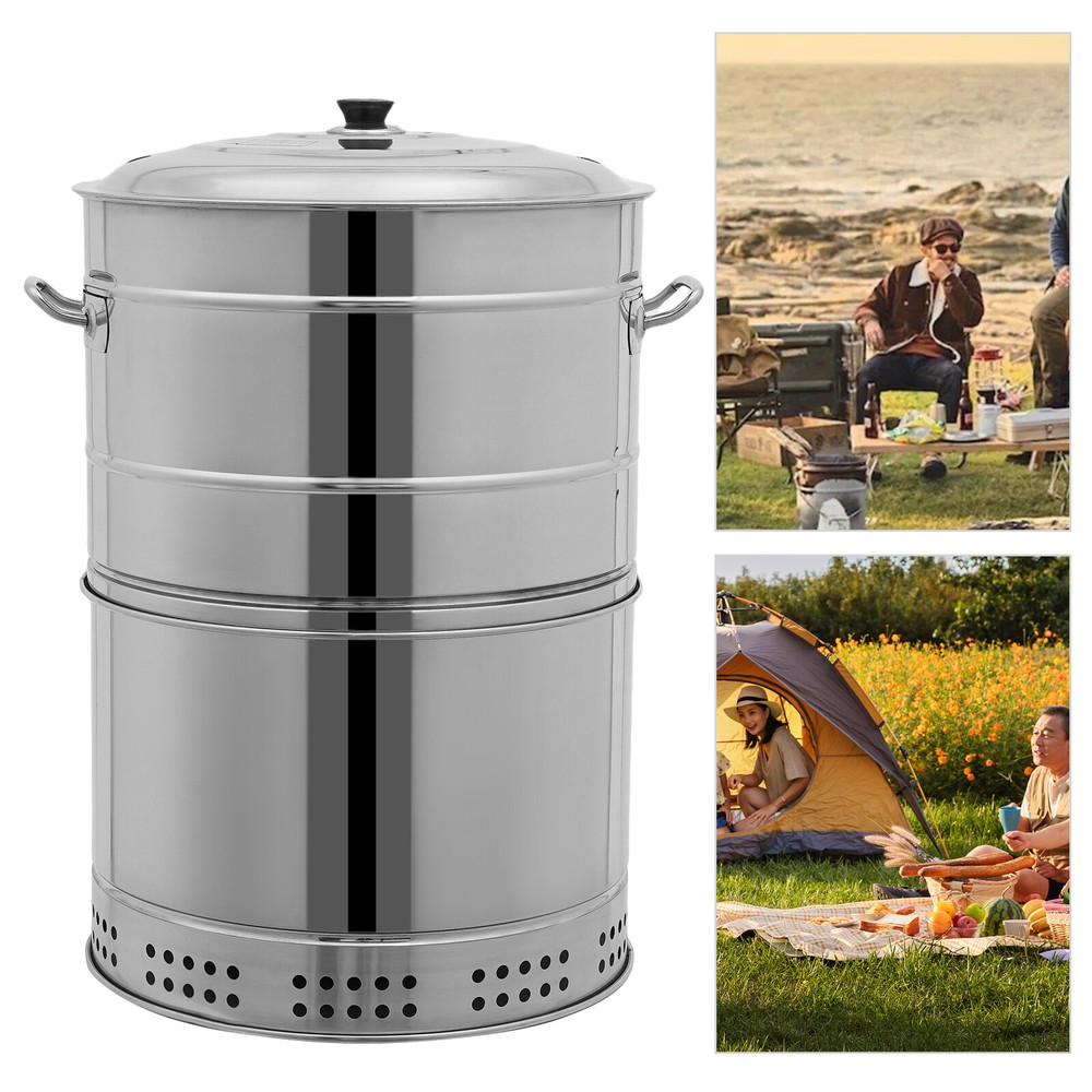Large Portable Charcoal Grills, Stainless Steel BBQ Grill Barrel, Barbecue Grill