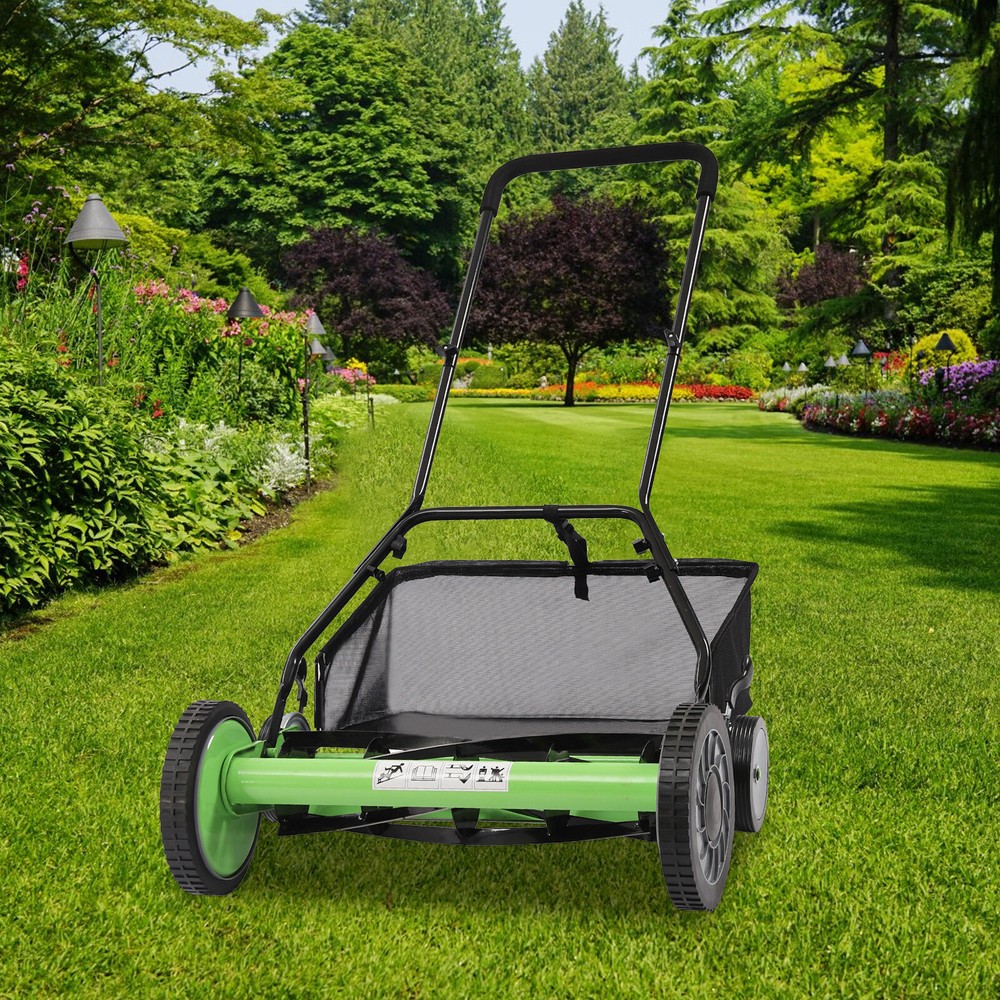 20-Inch Push Reel Lawn Mower with 5 Blades and Grass Collection Box