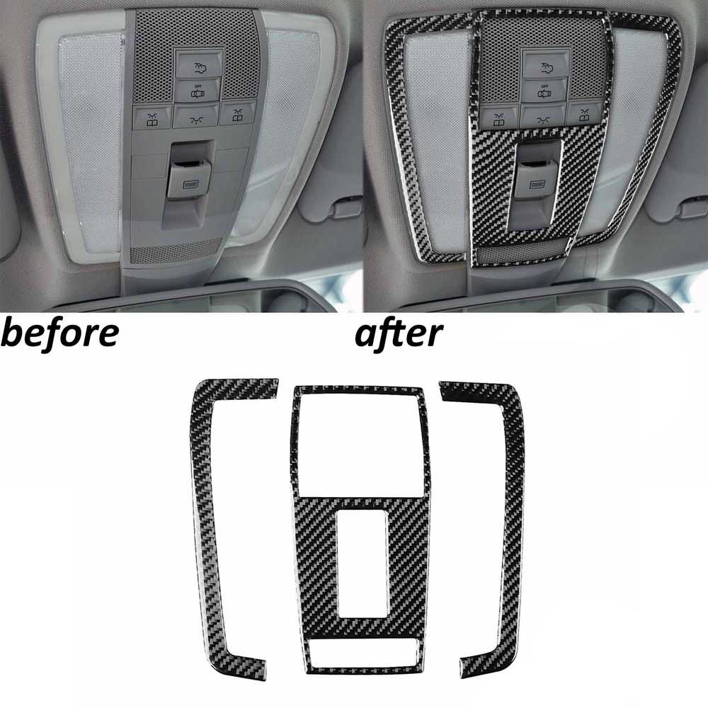 Real Carbon Fiber Roof Reading Light Panel Trim For Benz C-Class W204 2007-2014