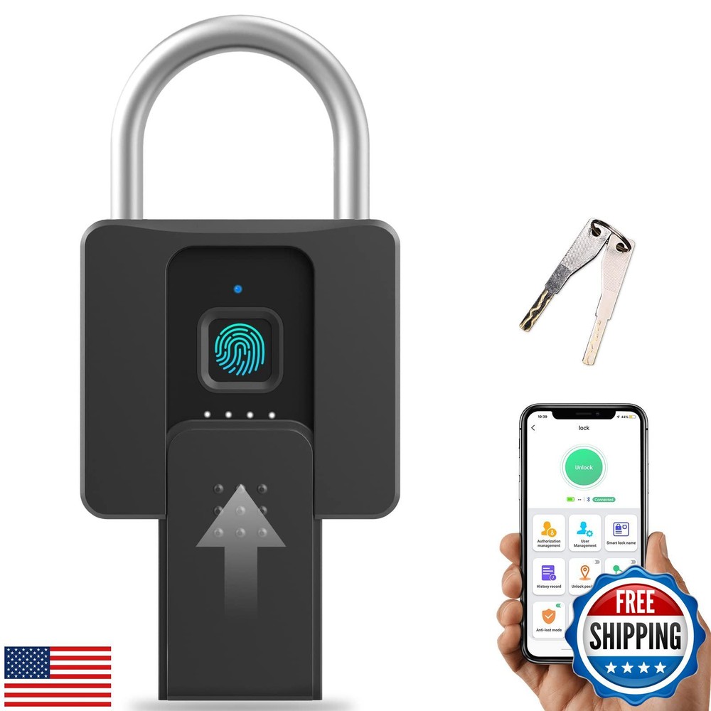 Eseesmart Waterproof Fingerprint Padlock with Key & App Access for Secure Storage