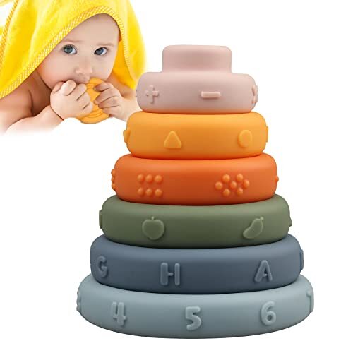 Majobee Baby Sensory Stacking Toys Rings Montessori Infant Blocks Toys for Ed...