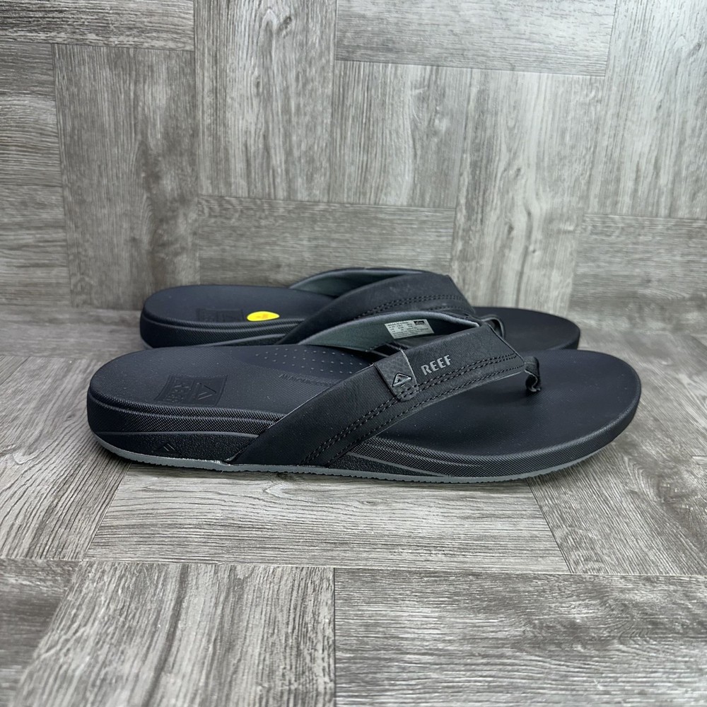 Men's REEF Cushion Spring Thong Flip Flops Size 12 Black Comfort Sandals