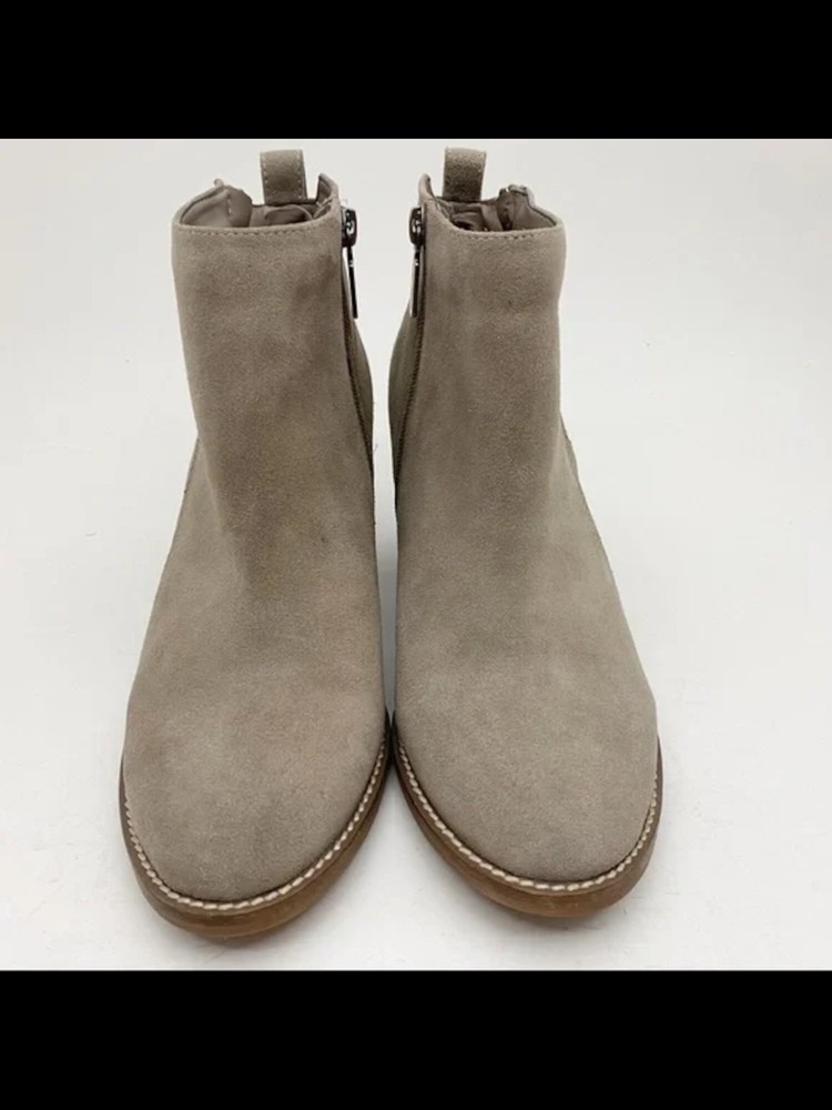 AQUA COLLEGE Womens Beige Western Style Nancy Almond Leather Booties 9.5 M