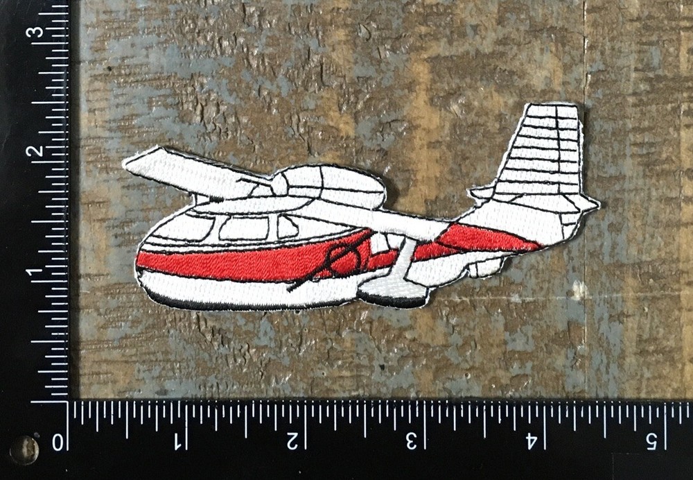 Vintage Airplane Aviation Embroidered Iron-On Patch in White and Red