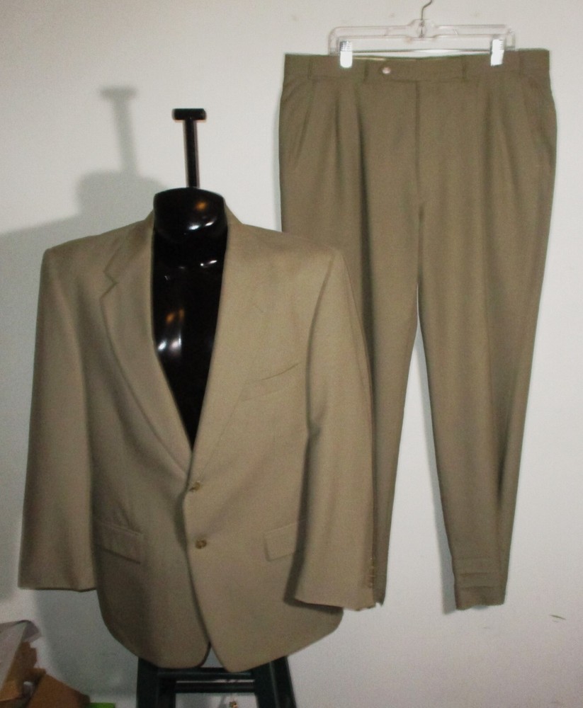 EVAN PICONE Tan 100% Wool 2 Pc Suit Men's Size 44 Long, 38X32