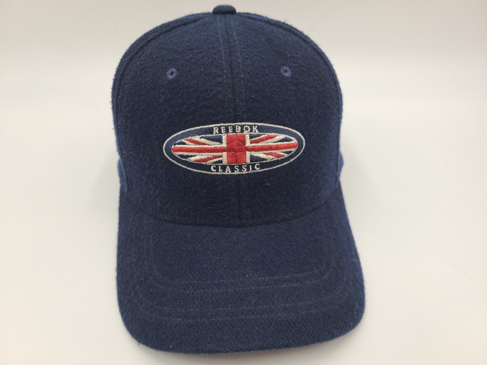 Vintage Reebok Classic Adjustable Hat Cap Wool Blend Union Jack Men Women Blue