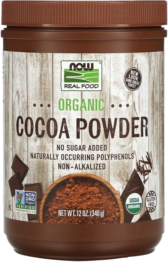 NOW Foods Organic Cocoa Powder, Unsweetened-12 oz