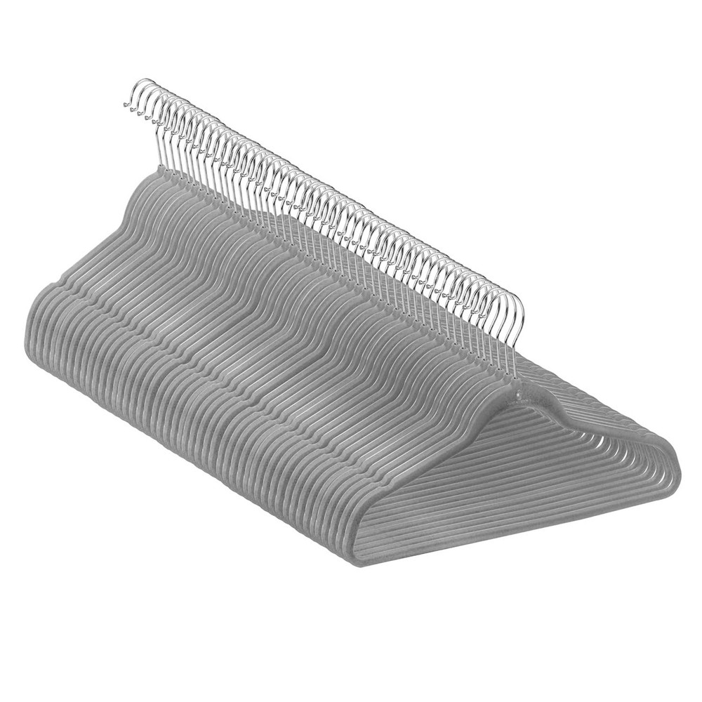 Velvet Hangers, Sturdy and Space Saving Hanger. Grey (Charcoal). 50 Pack Gray