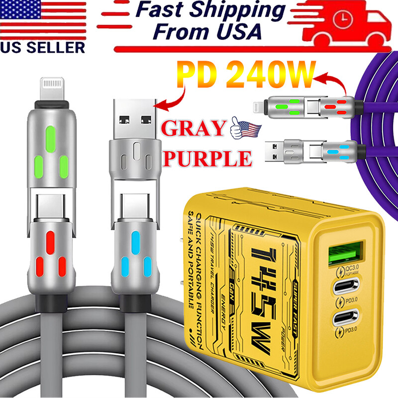 4-in-1 USB C Cable 240W 4FT for Apple Cable Fast Charging 480Mbps Data Sync