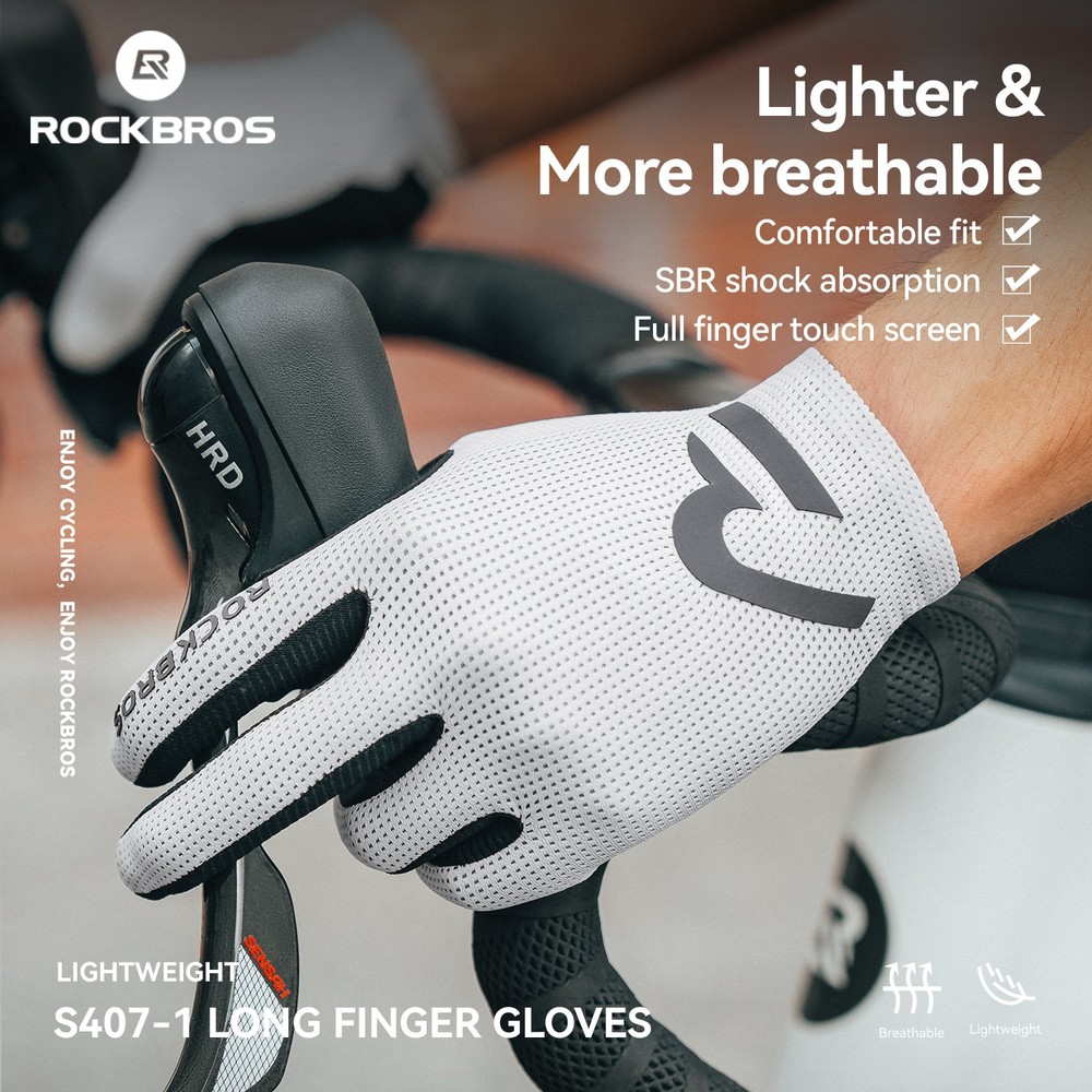 ROCKBROS Cycling Gloves with Shock-Absorbing SBR Pad Touch Screen Bike Gloves