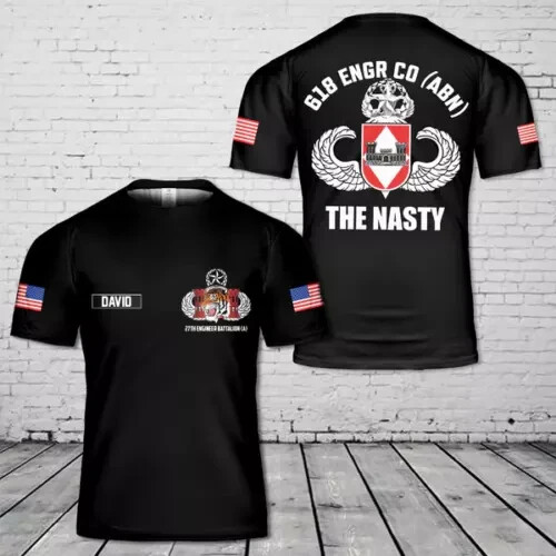 Custom Name 618th Engineer Support Company Airborne 3D T-Shirt