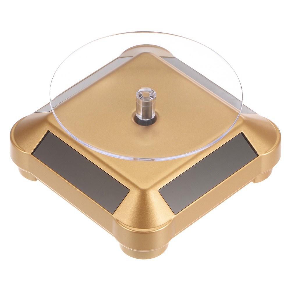360° Rotating Solar Display Stand Turntable in Gold Tone ABS