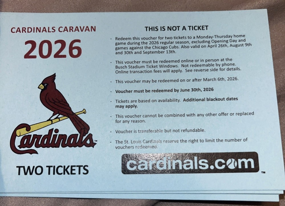 Voucher Good For Two 2026 St. Louis Cardinals Tickets. Please Read Description!-image