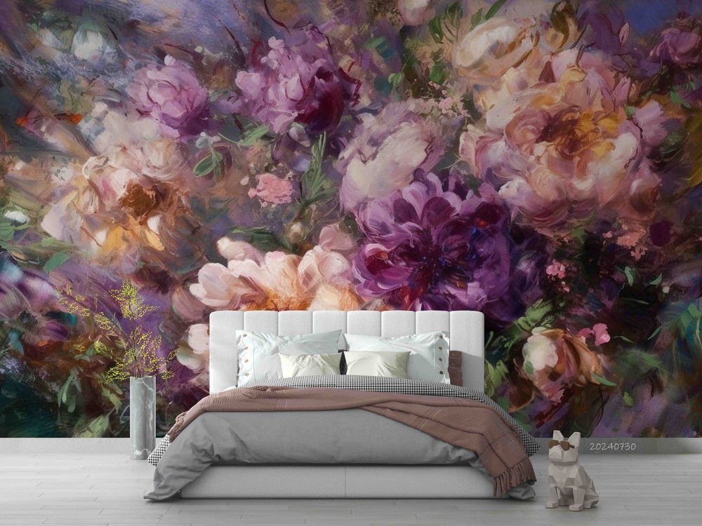 3D Flowers Plants Oil Painting Wall Murals Wallpaper Murals Wall Sticker 6