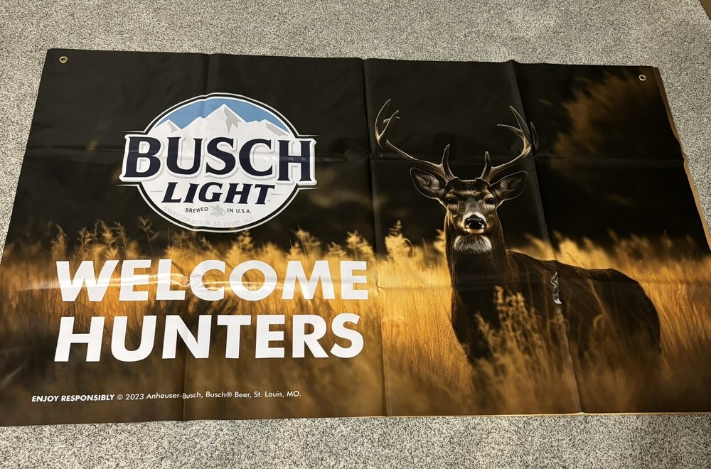 New Busch Light Deer Hunters Banner with Gun Rifle Design