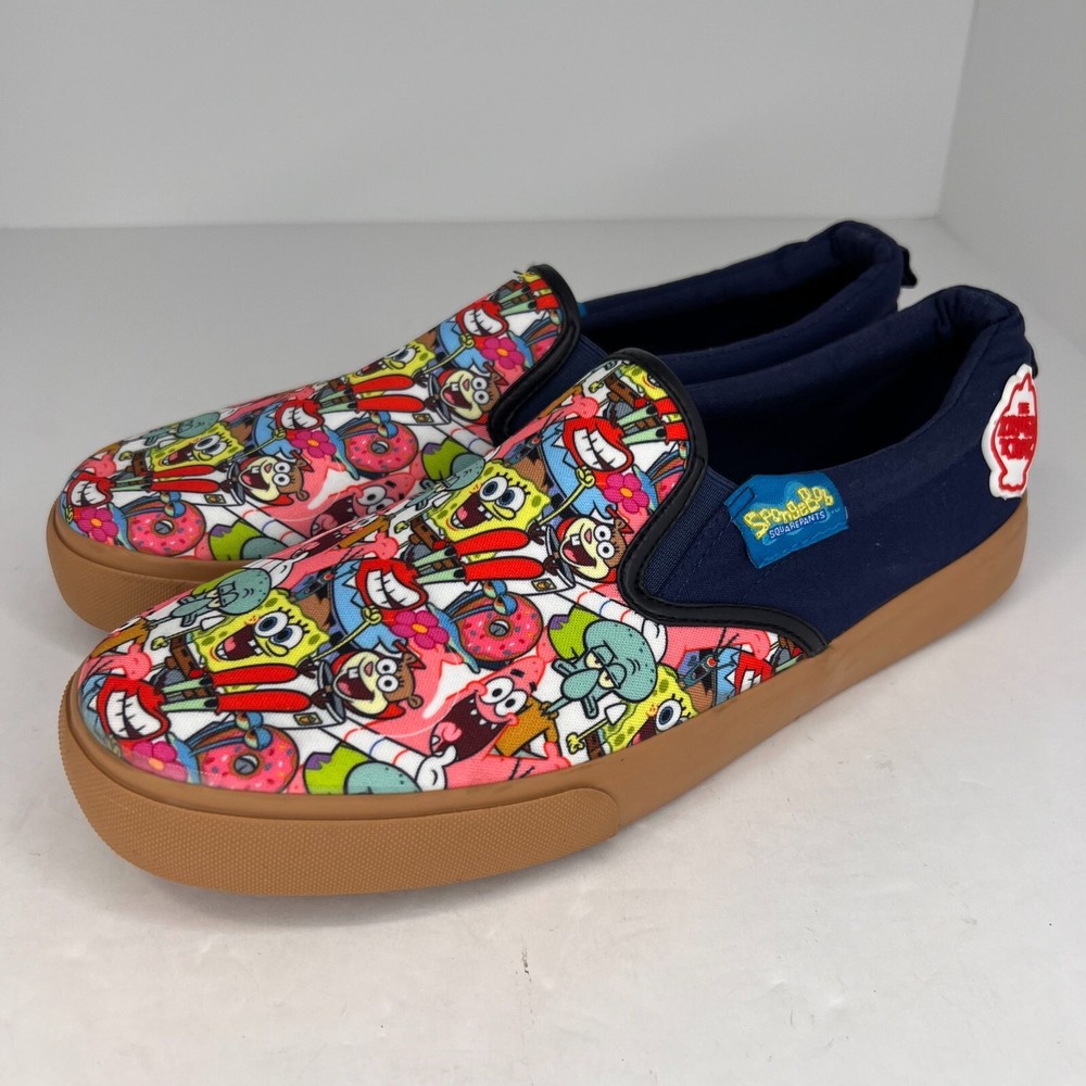 Ground Up Mens Blue SpongeBob SquarePants Canvas Size 11.5 Slip On Shoes