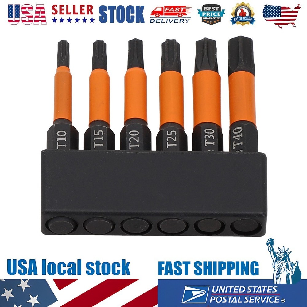 6pcs 50mm Torx Screwdriver Bit Set with Magnetic 1/4 Shank
