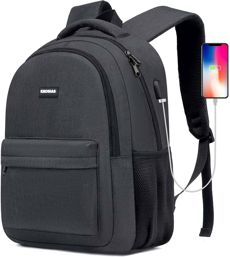 Stylish 15.6 Inch Black School Backpack for Teens and Adults