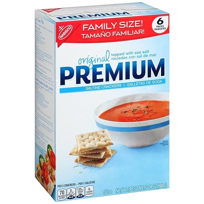 Premium Saltine Crackers, Family Size, 24 oz FREE SHIPPING