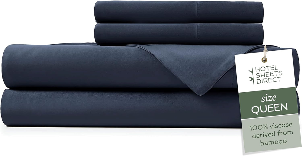 4-Piece Queen Bamboo Viscose Bed Sheet Set with 2 Pillowcases