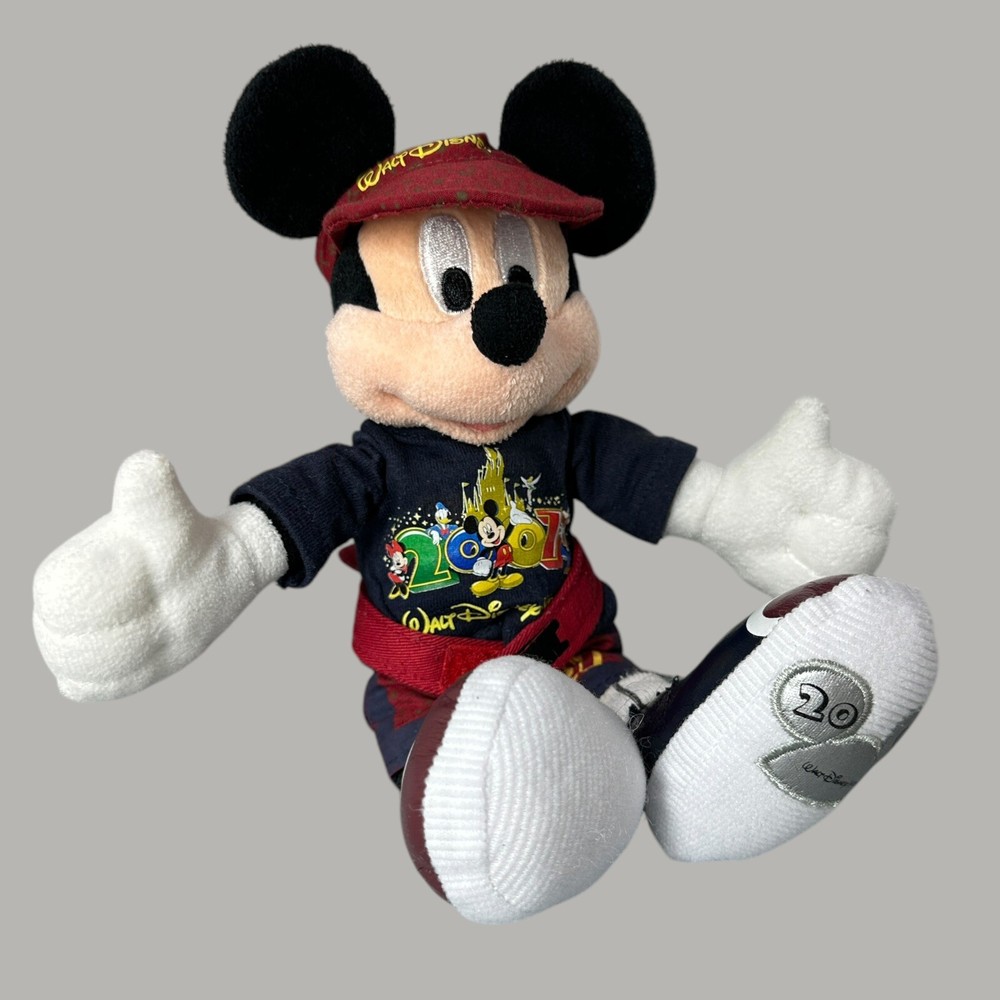 RARE 2007 Walt Disney World Mickey Mouse 10 Inch New Years Plush Toy-image