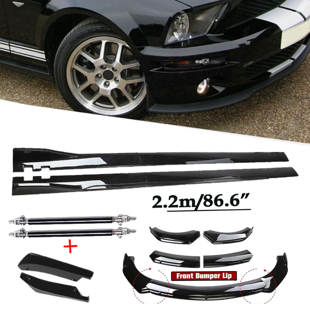 For Ford 05-09 Mustang Front Bumper Spoiler Body Kit /Side Skirt Glossy Black