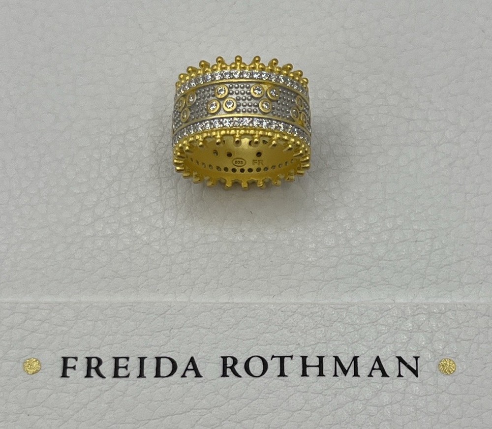 Freida Rothman Gold & Silver Brooklyn In Bloom Clover Cigar Band Ring Size 5