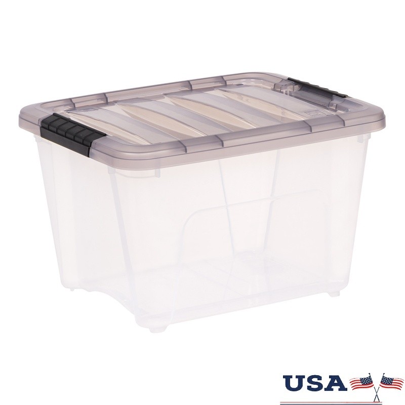 Stackable Plastic Storage Bins with Lids for Home Office Organization Durable Totes USA