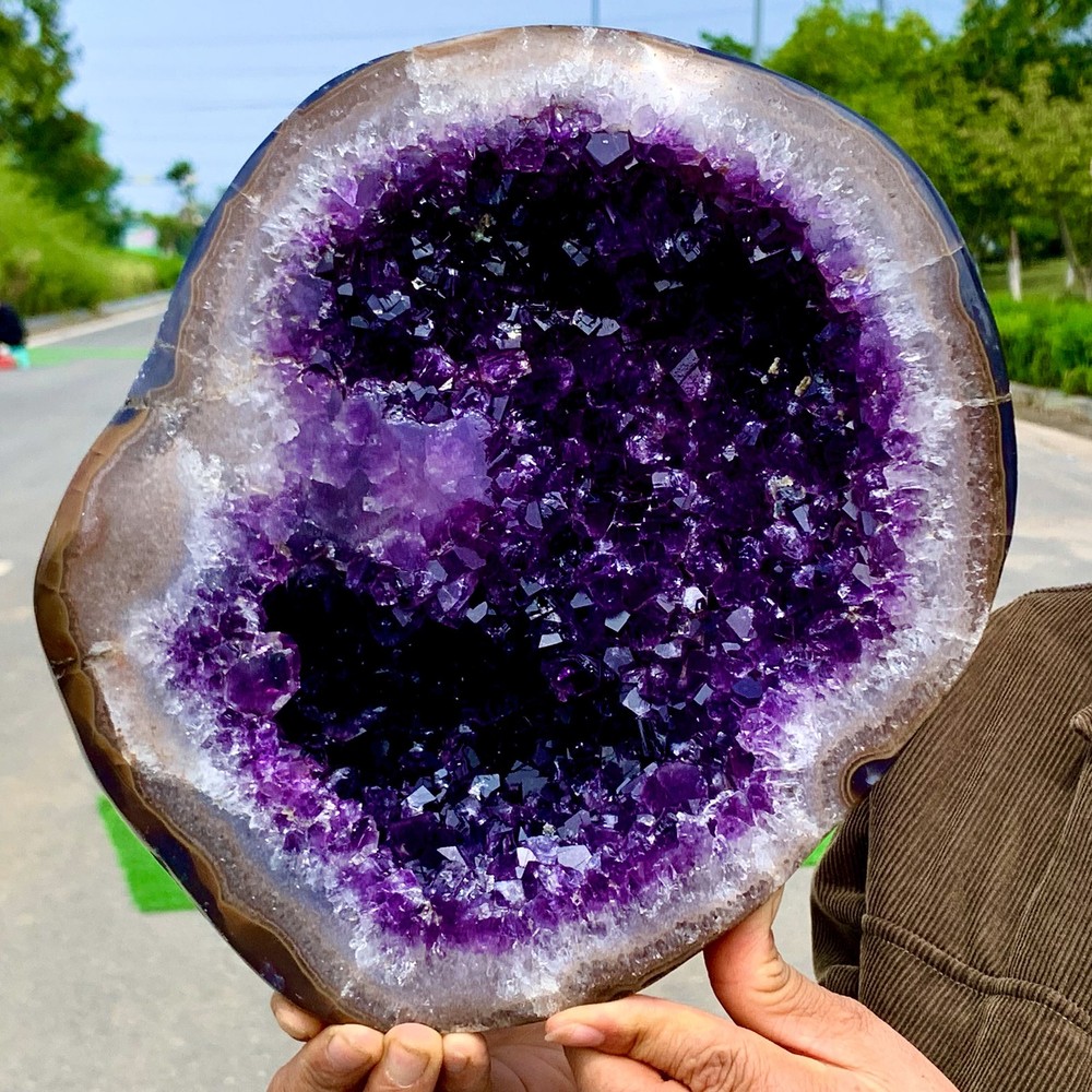 9.17LB Natural Amethyst geode quartz cluster crystal specimen Healing