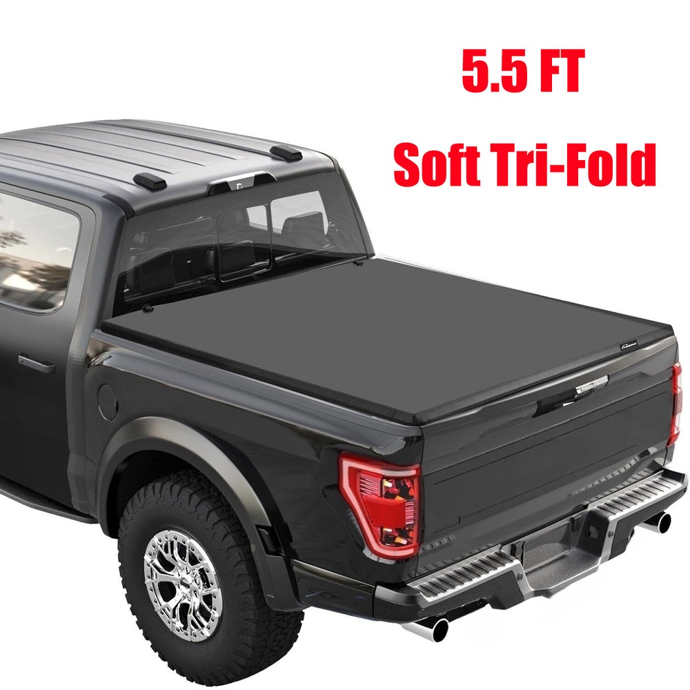 5.5FT Soft Tri-Fold Tonneau Cover for 2015-2023 Ford F150 Truck Bed