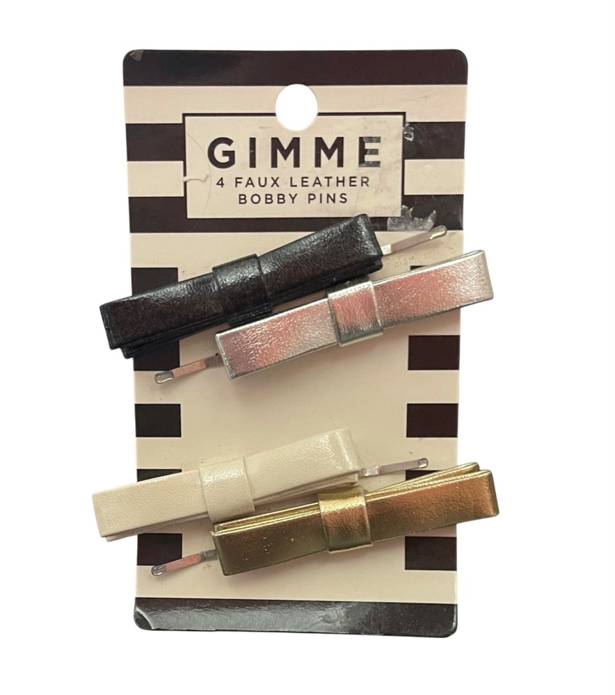 Faux Leather Bobby Pins Set of 4 Hair Accessories