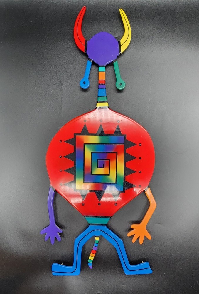 Signed Dan Day Hand Crafted Metal Painted Wall Sculpture Buffalo Spirit 21.75