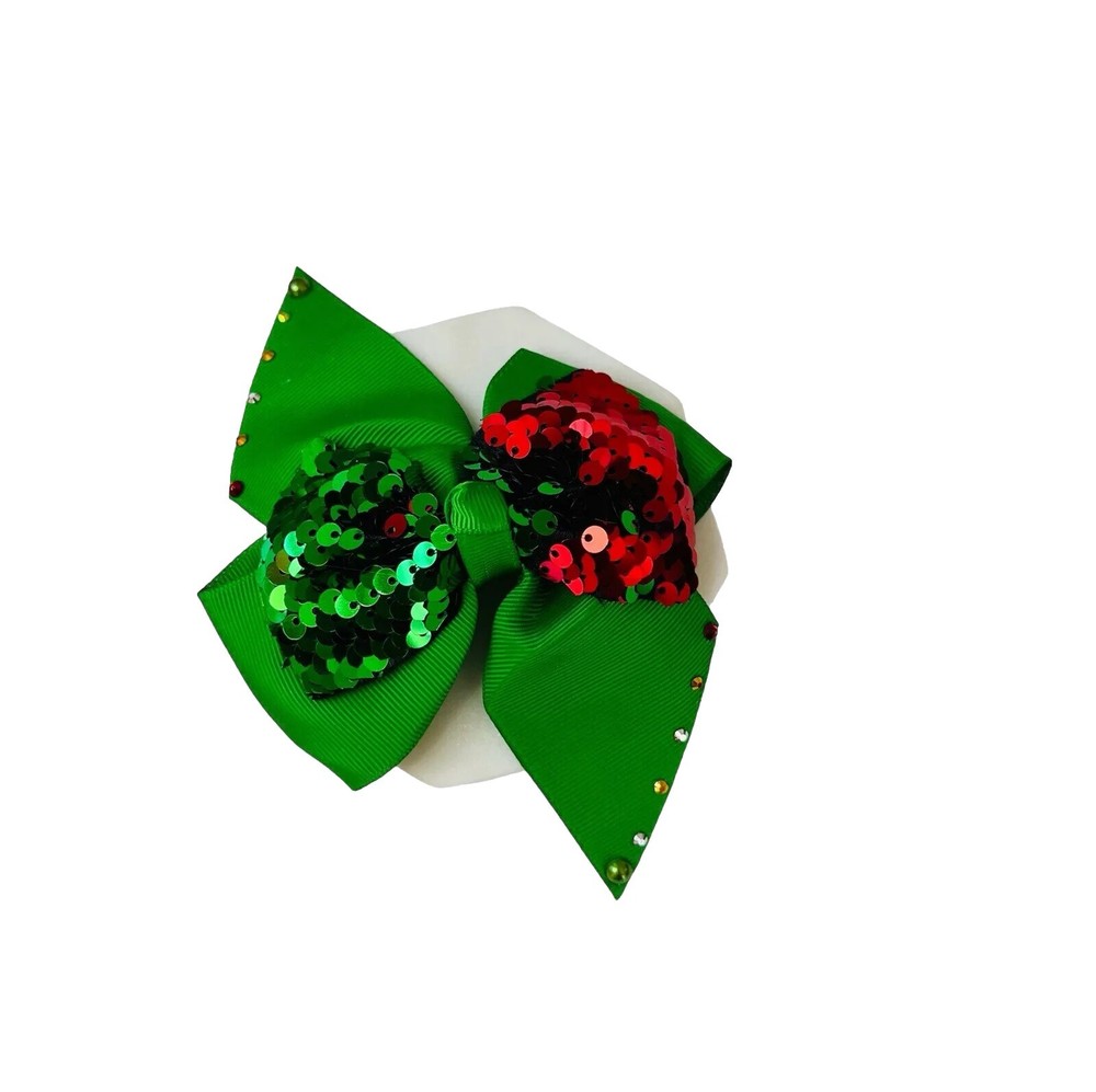 Cute Christmas Sequins HAIR BOW for Girls Accessories  Bow 4.5” Handmade New