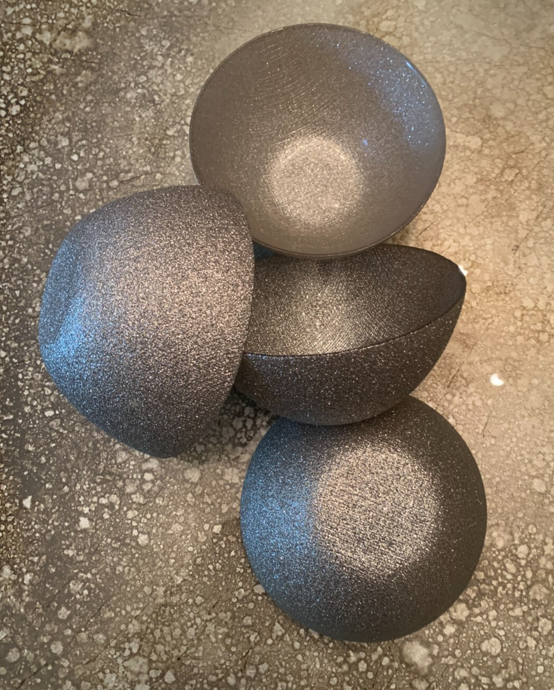 4 Silver Glitter Glass Bowls – 6
