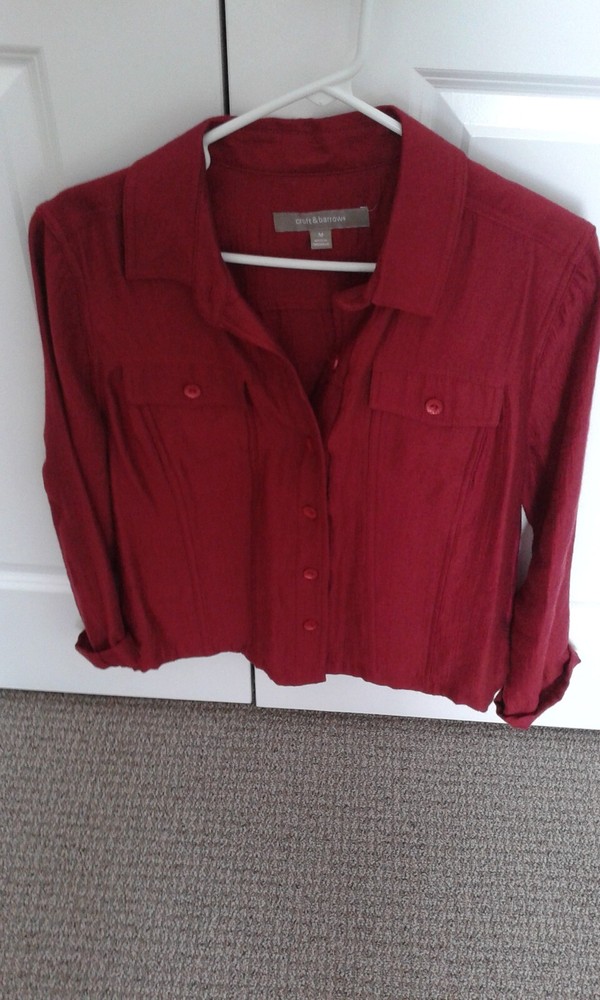 Croft & Barrow Red Lightweight Button-Front Jacket Size M