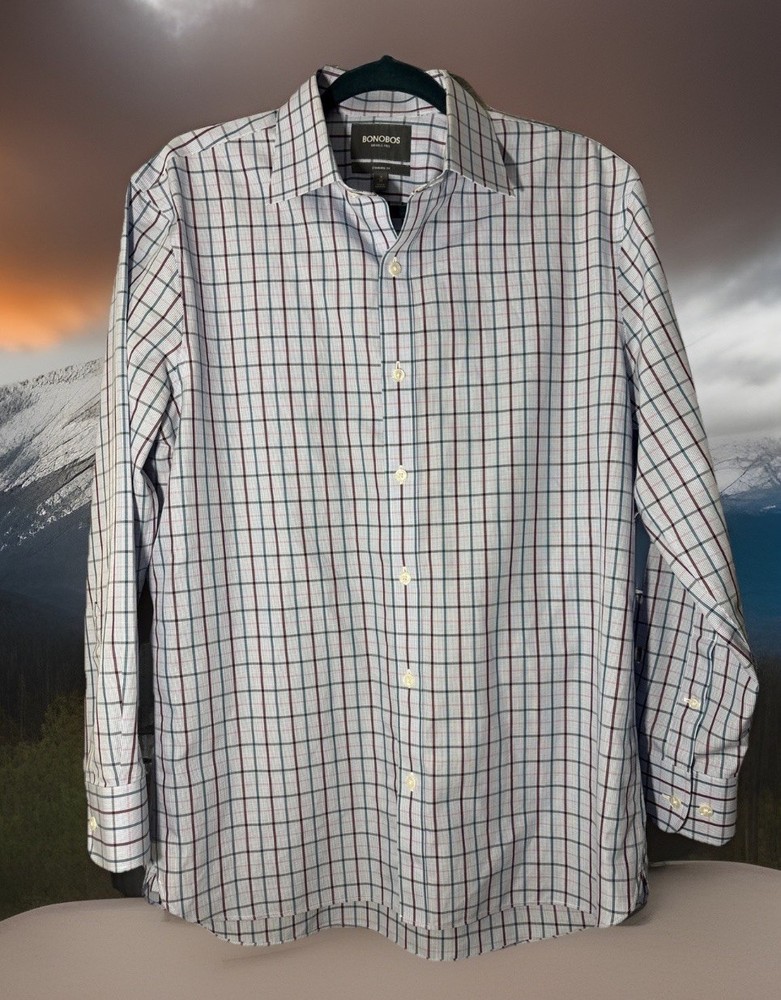 Bonobos Men's Standard Fit Dress Shirt Blue, Long Sleeve, Button-Up, Size 16/33